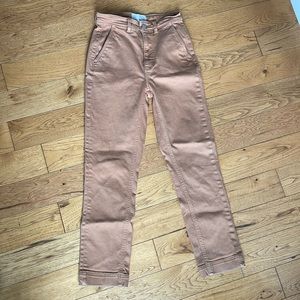 Everlane tan slim leg cropped pants